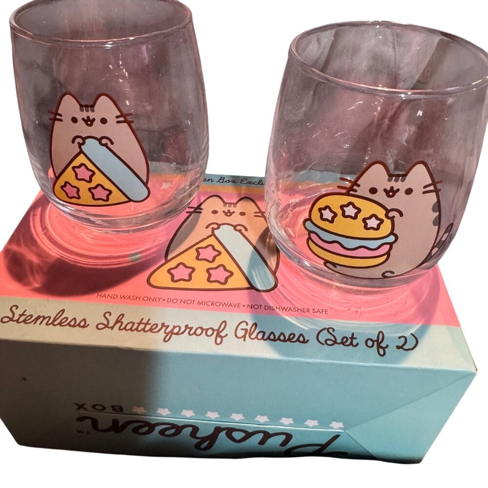 Pusheen Box Exclusive Stemless Shatterproof Glasses Set of 2 Winter 2020 NIB NWT